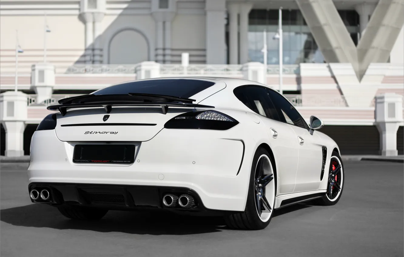 Photo wallpaper background, Porsche, white, panamera