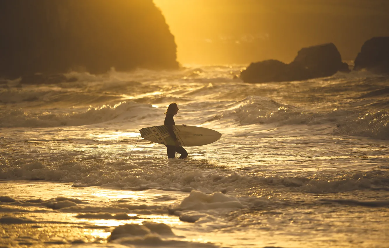 Photo wallpaper wave, beach, sunset, surfer, surfing, extreme sports, surfboards