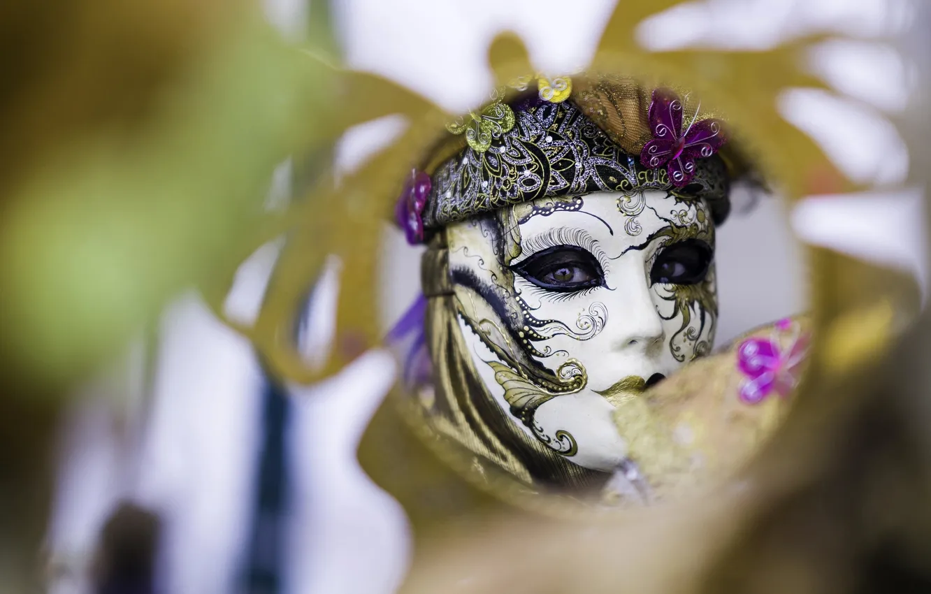 Photo wallpaper girl, decoration, style, mask, Italy, costume, Venice, outfit