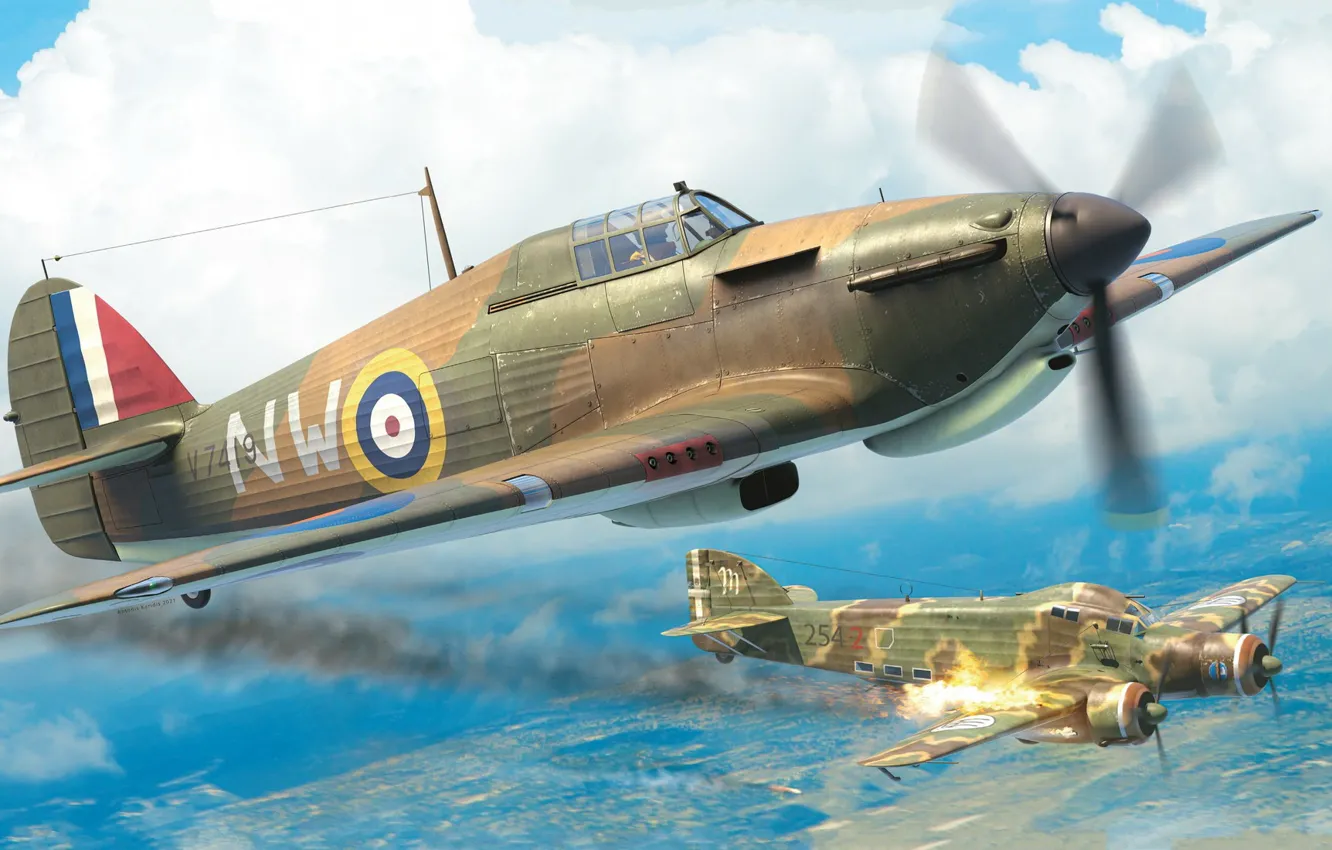 Photo wallpaper UK, fighter-bomber, RAF, Hawker Hurricane Mk.I, Antonis Karidis