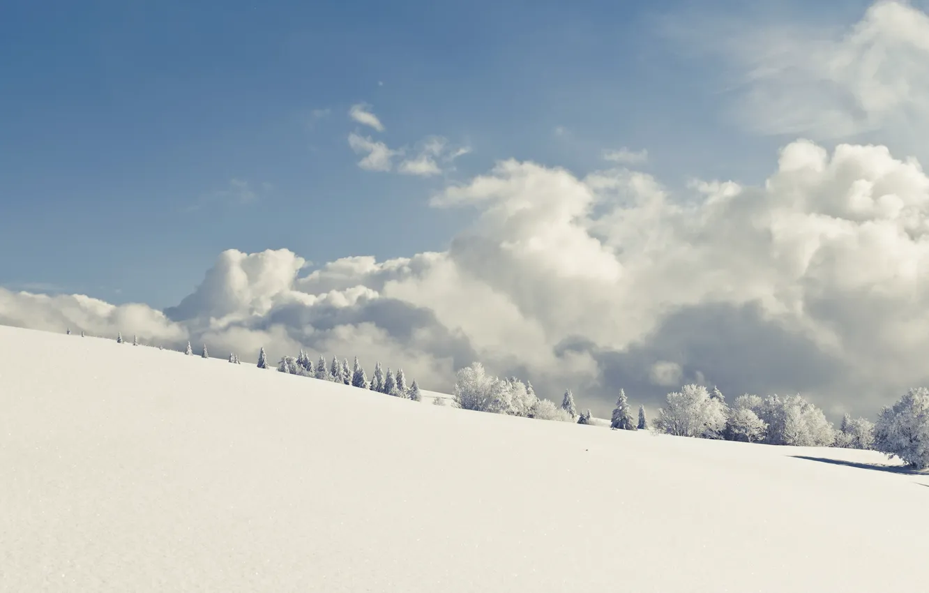 Photo wallpaper winter, the sky, snow, landscape