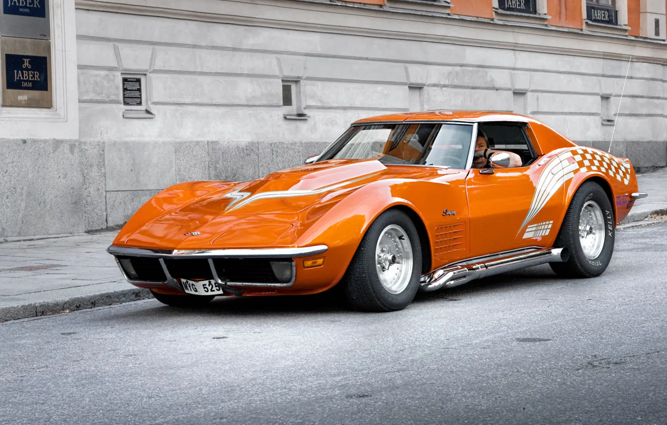 Photo wallpaper auto, orange, corvette, chevrolet, muscle car