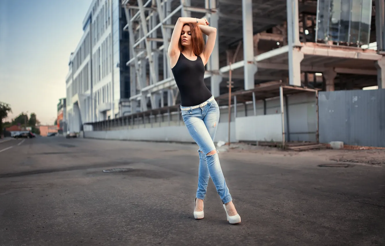 Wallpaper Girl Pose Model Portrait Jeans Makeup Mike Figure For