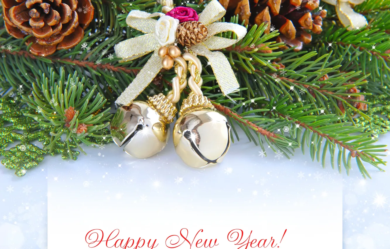 Photo wallpaper branches, tree, gold plated, wish, bumps, Christmas decorations