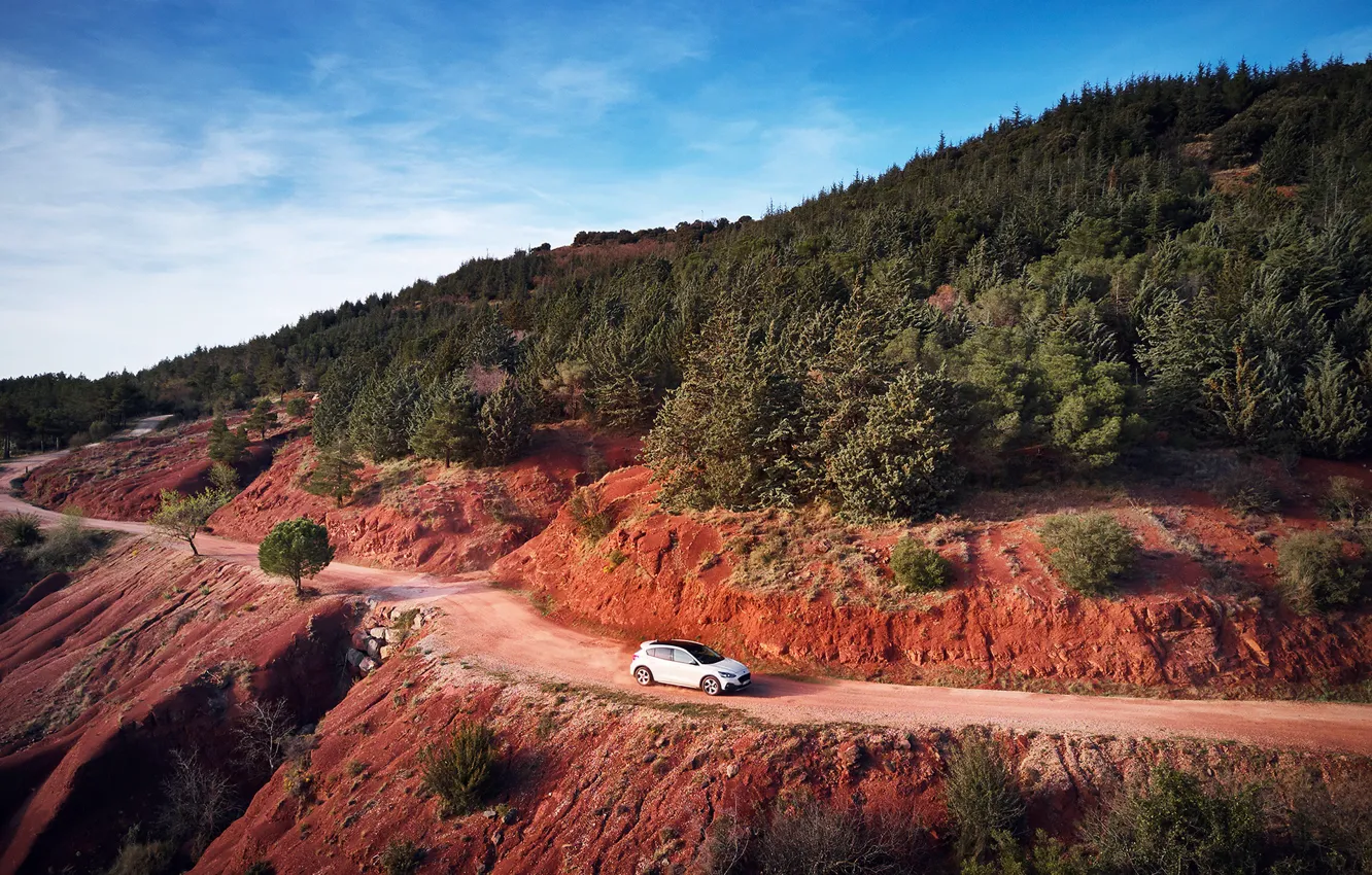 Photo wallpaper road, mountains, transport, car, Ford Focus