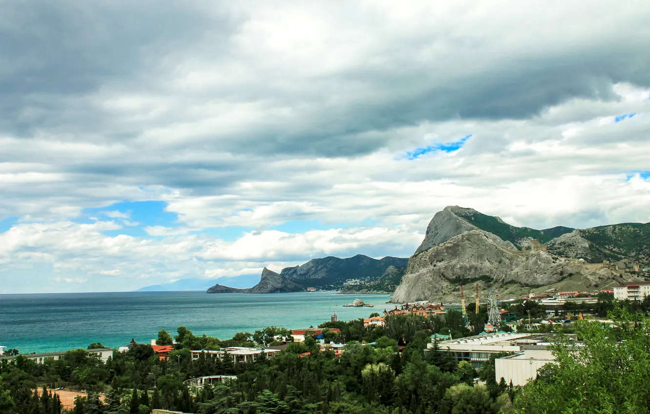 Photo wallpaper sea, landscape, mountains, Crimea, Sudak