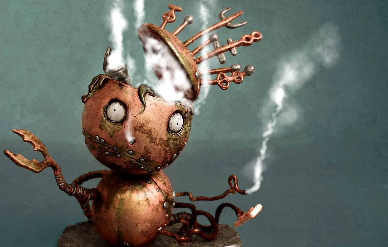 Photo wallpaper robot, iron, boiled