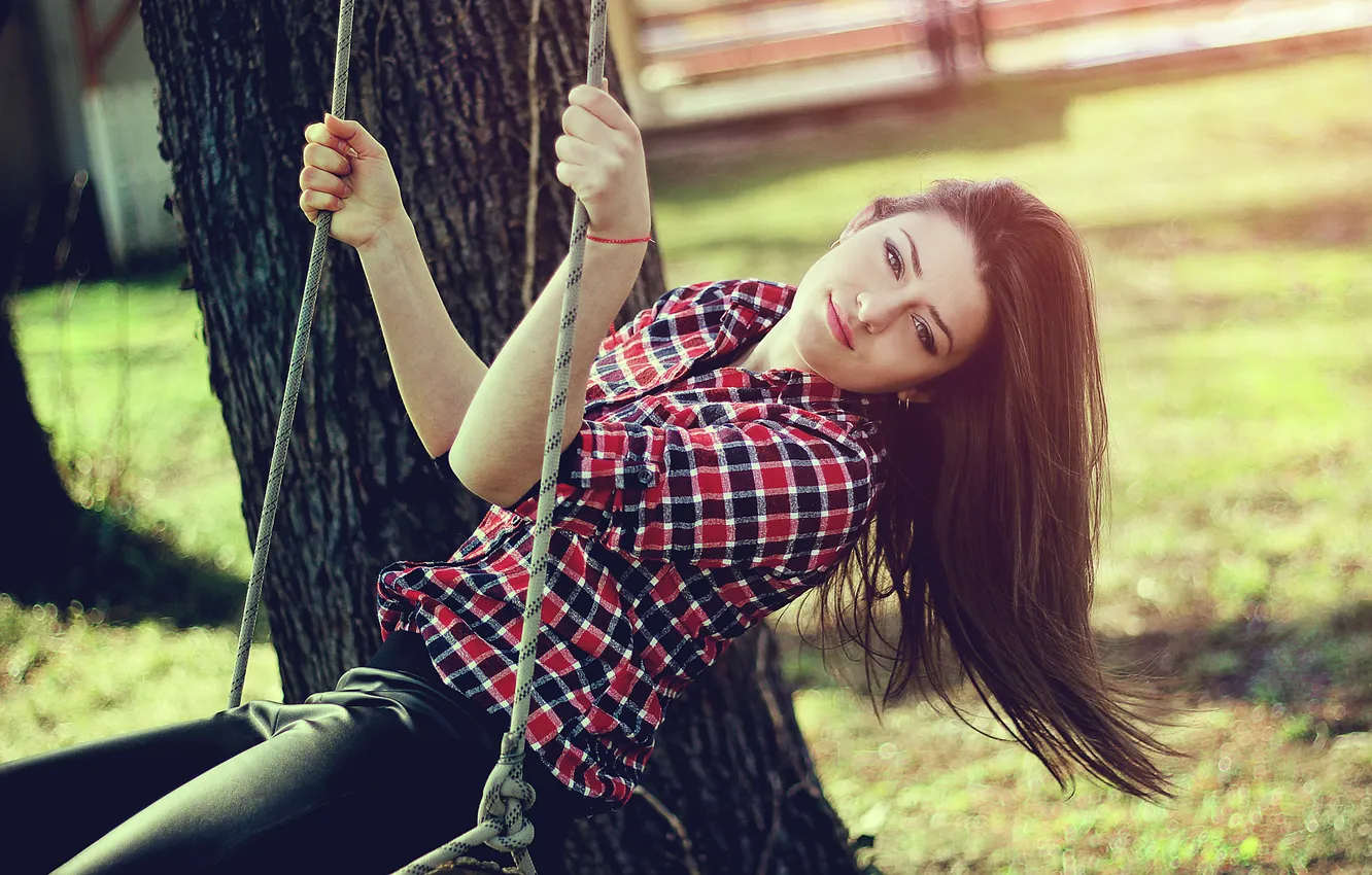 Photo wallpaper girl, summer, fashion, beautiful, view, sun, spring, swing