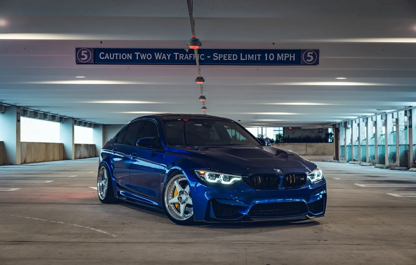 Photo wallpaper BMW, blue, parking