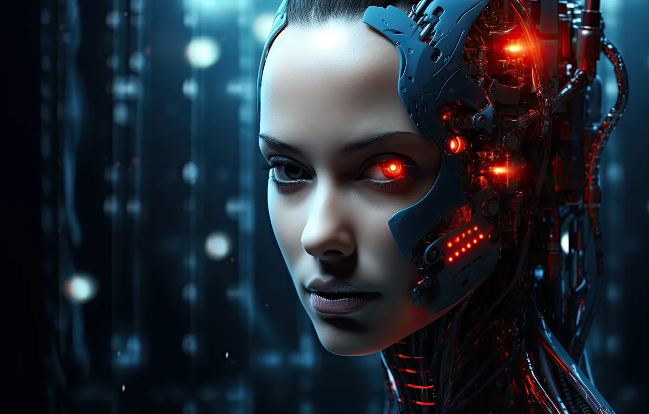 Wallpaper machine, face, wire, robot, head, cyborg, mechanisms, the ...