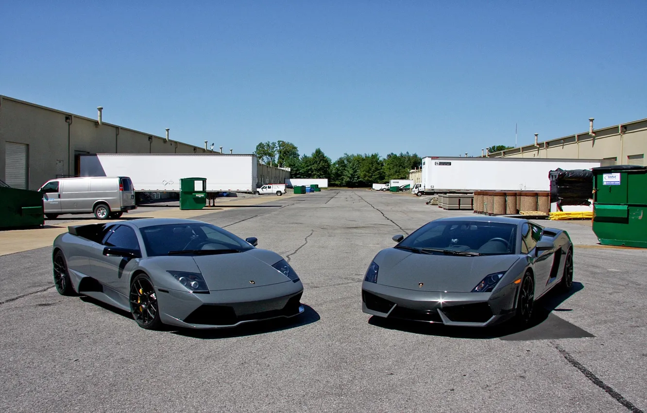 Photo wallpaper Gallardo, Sky, Murcielago, LP560, LP640, Trees