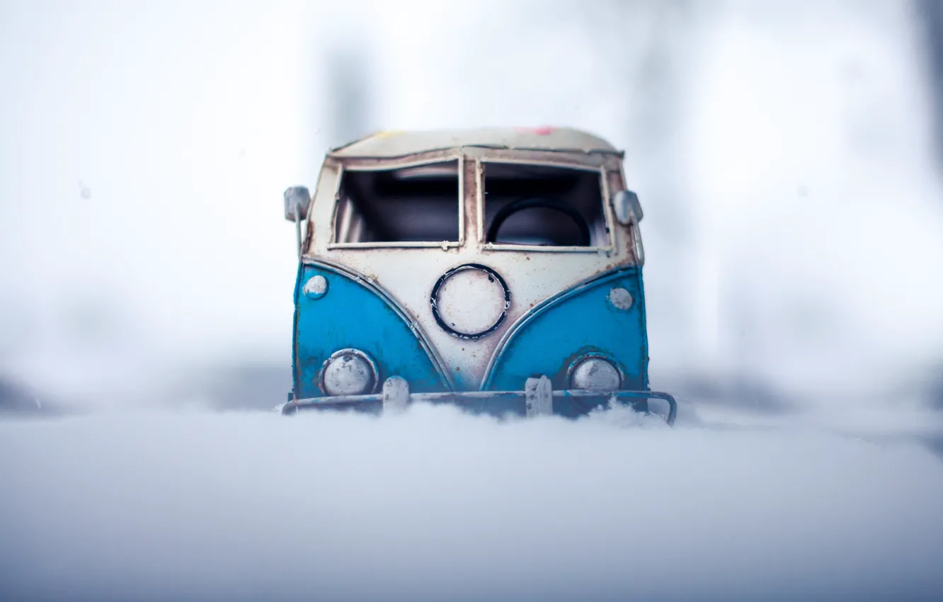 Photo wallpaper winter, auto, macro, snow, model, toy, shooting, machine