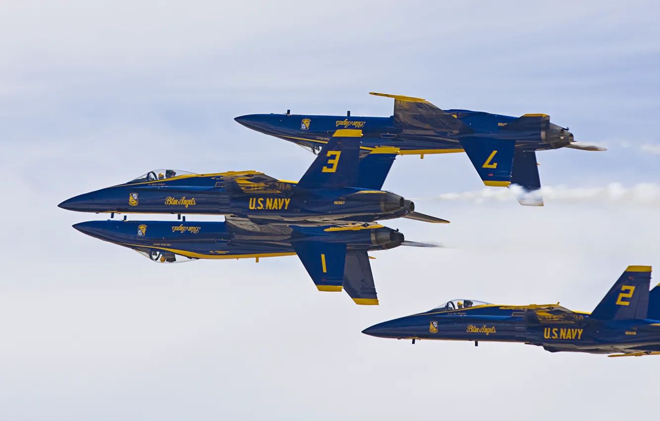 Photo wallpaper figure, aerobatic team, The plane, Blue Angels, F/A-18 "Hornet", fighter-bombers