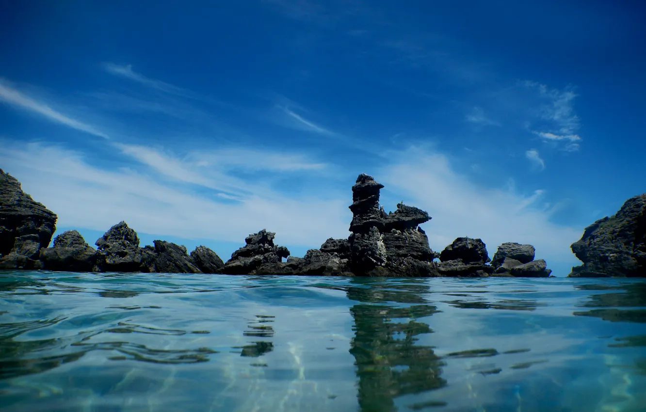 Photo wallpaper sea, stones, sea, nature, Bermuda, Bermuda