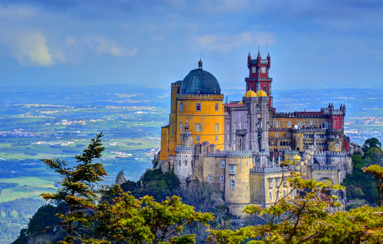 Photo wallpaper the city, photo, HDR, Portugal, Palace, Pena palace Sintra