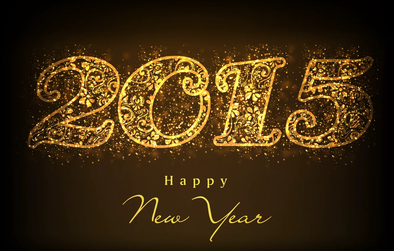 Photo wallpaper gold, golden, New Year, Happy, Happy New Year, 2015