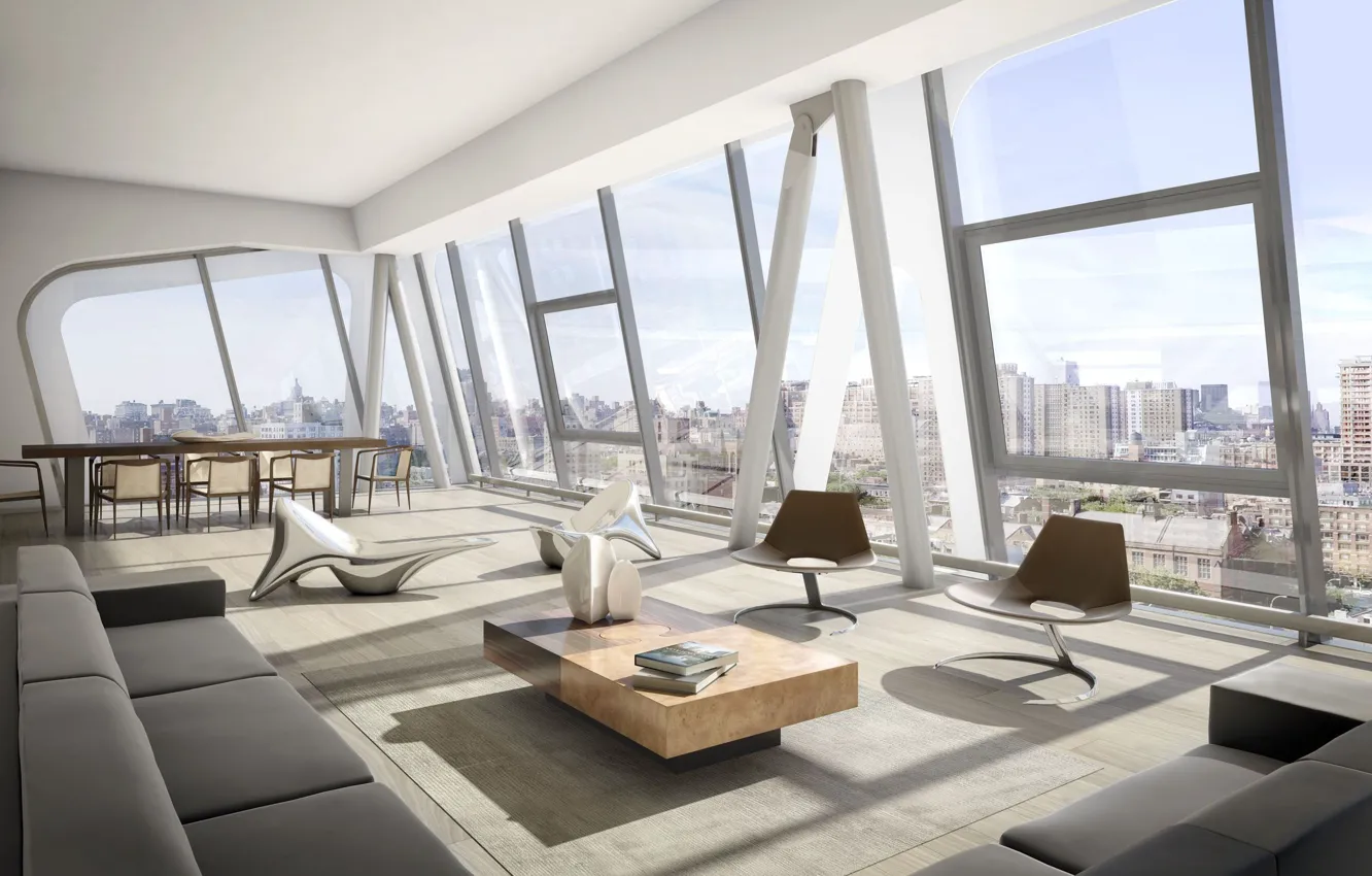 Photo wallpaper glass, design, interior, office, megalopolis, Premises