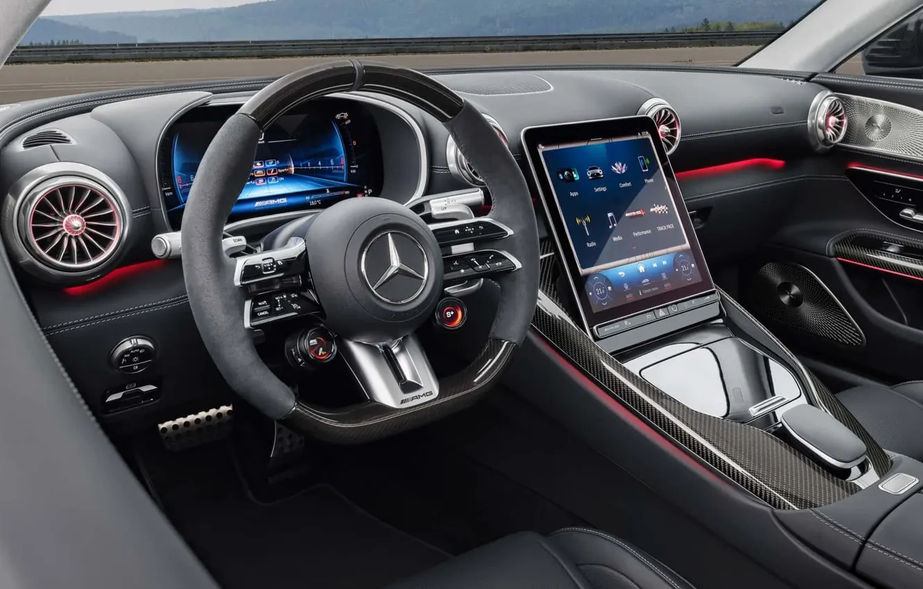 Photo wallpaper Mercedes, AMG, the interior of the car, Mercedes-AMG GT, 2023