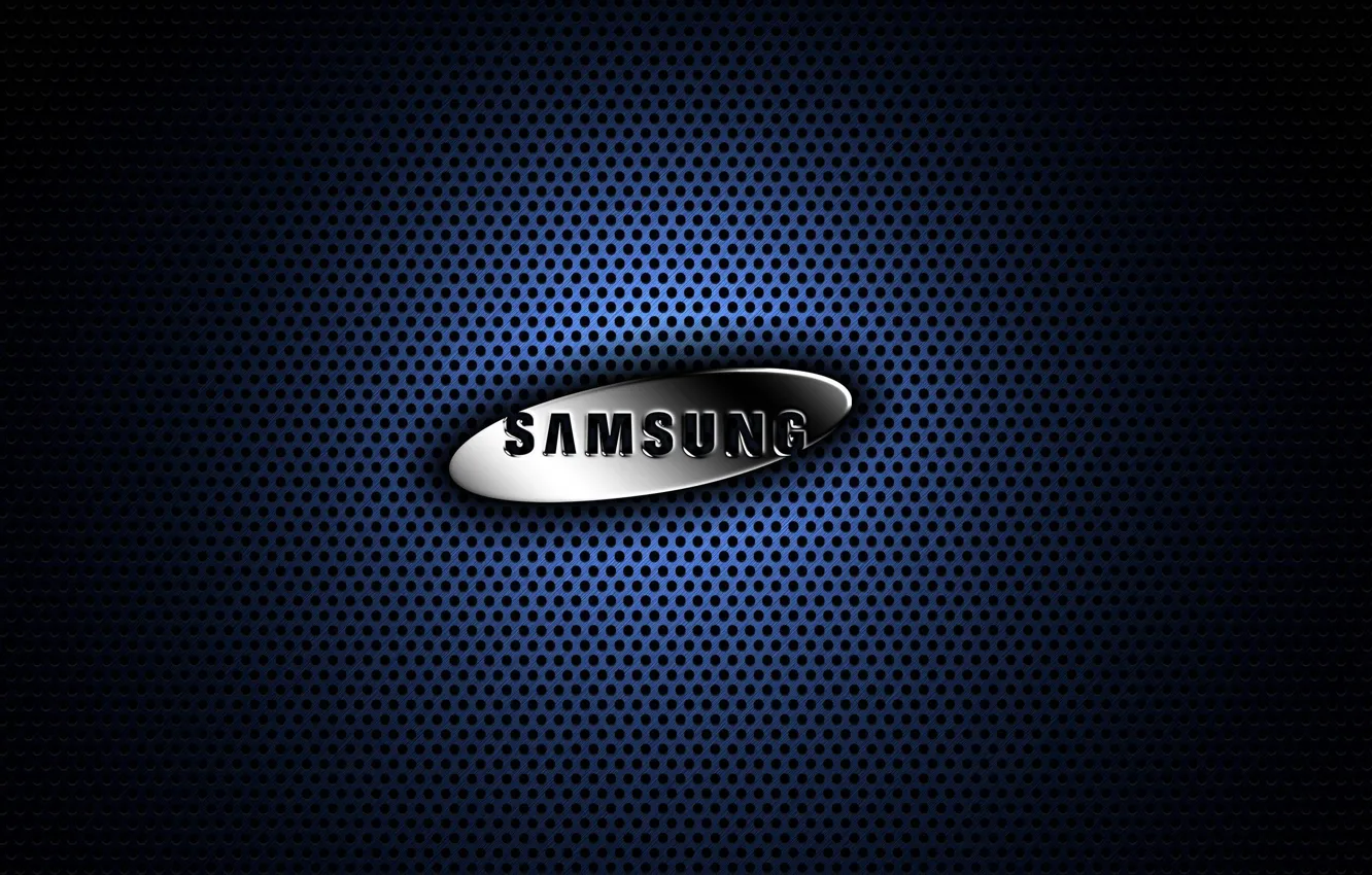 Photo wallpaper blue, background, black, logo, brand, Samsung, brang