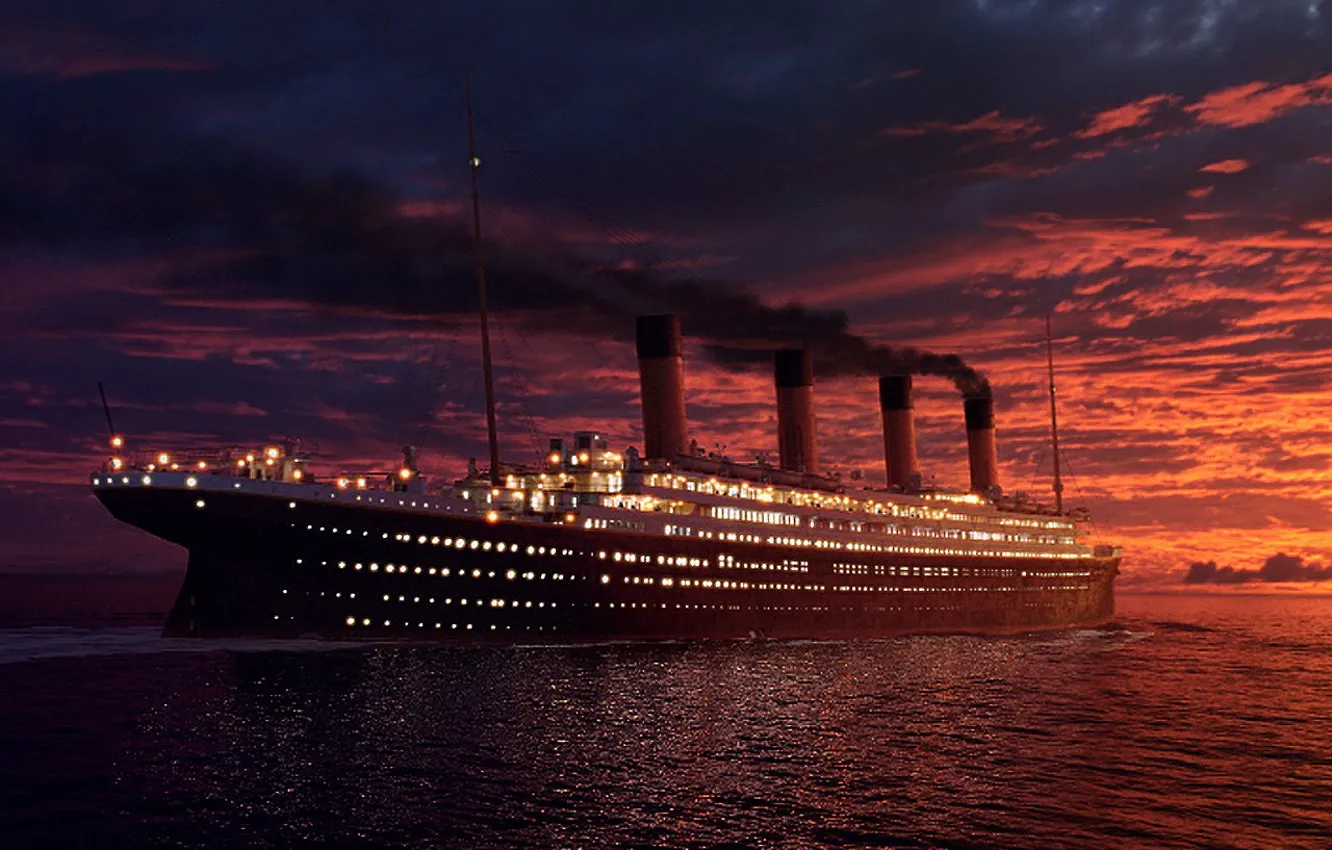 Photo wallpaper sunset, ship, Titanic