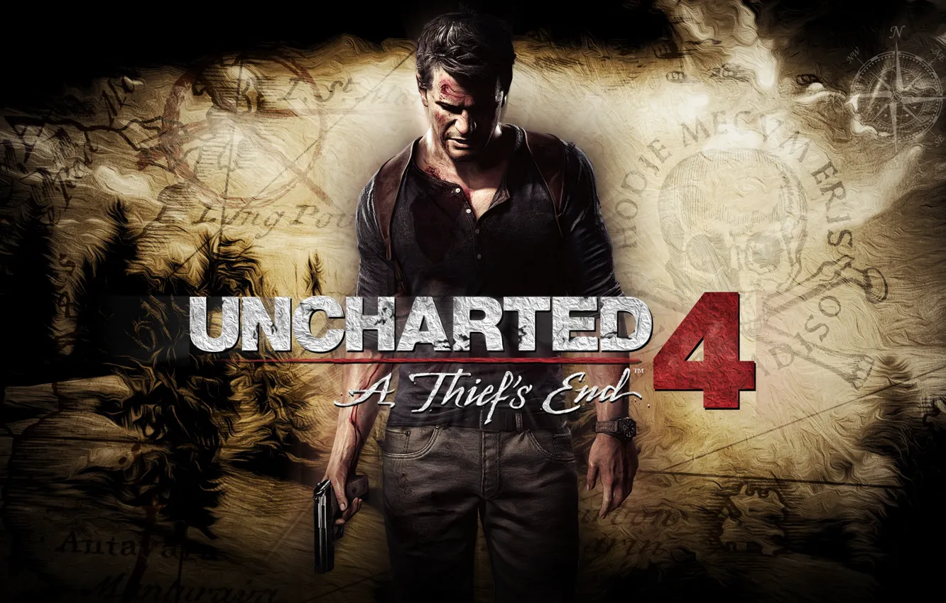 Photo wallpaper gun, male, Nathan Drake, Uncharted 4: A Thief's End