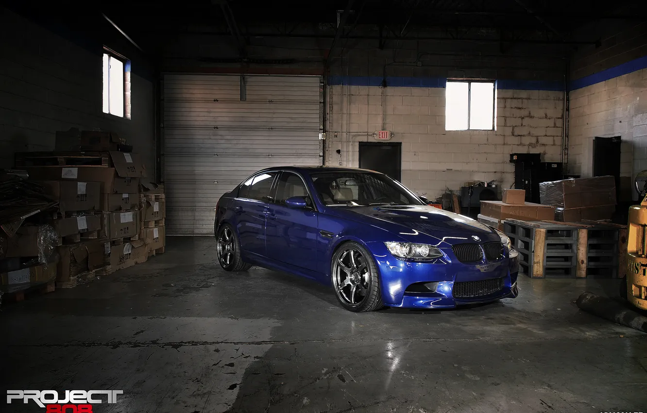 Photo wallpaper BMW, blue, E90, Wheels