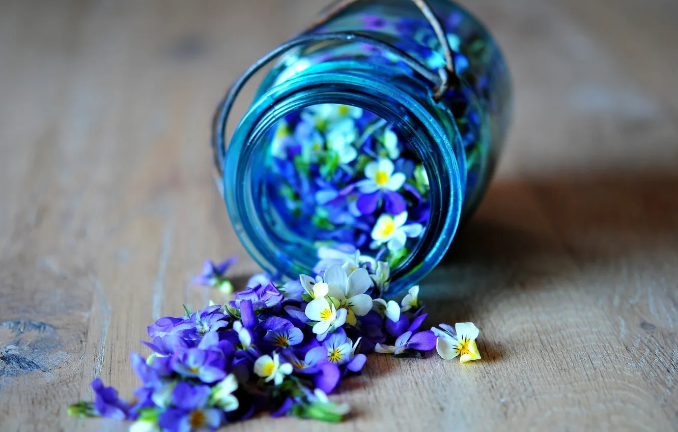 Photo wallpaper flowers, table, Bank