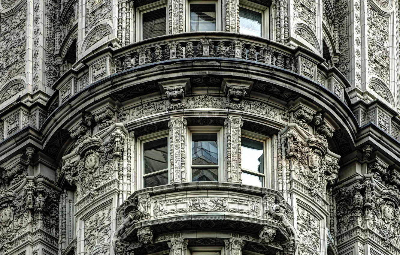 Photo wallpaper house, New York, window, balcony, USA, architecture, Manhattan, cornice