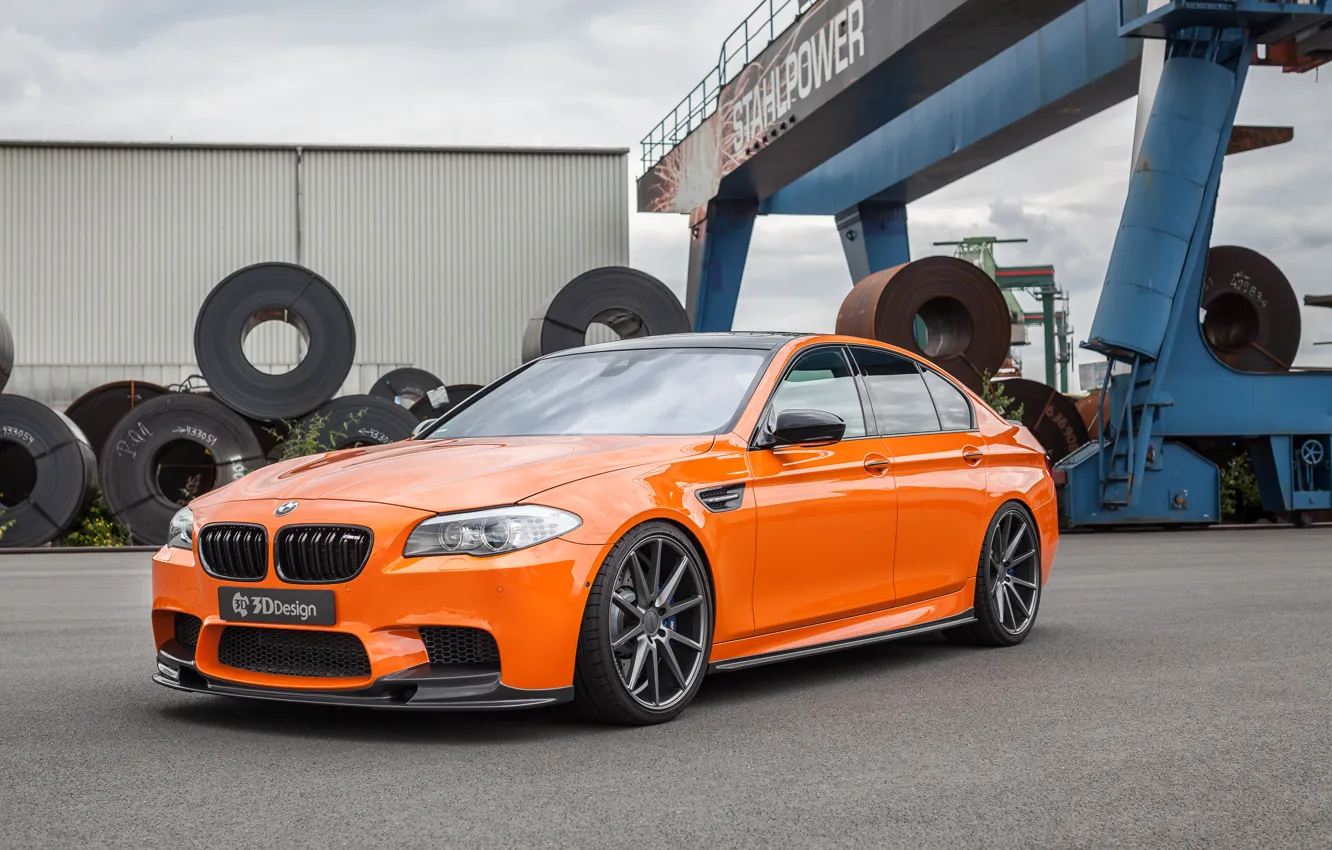 Photo wallpaper car, auto, BMW, BMW, tuning, the front, orange, 3D Design