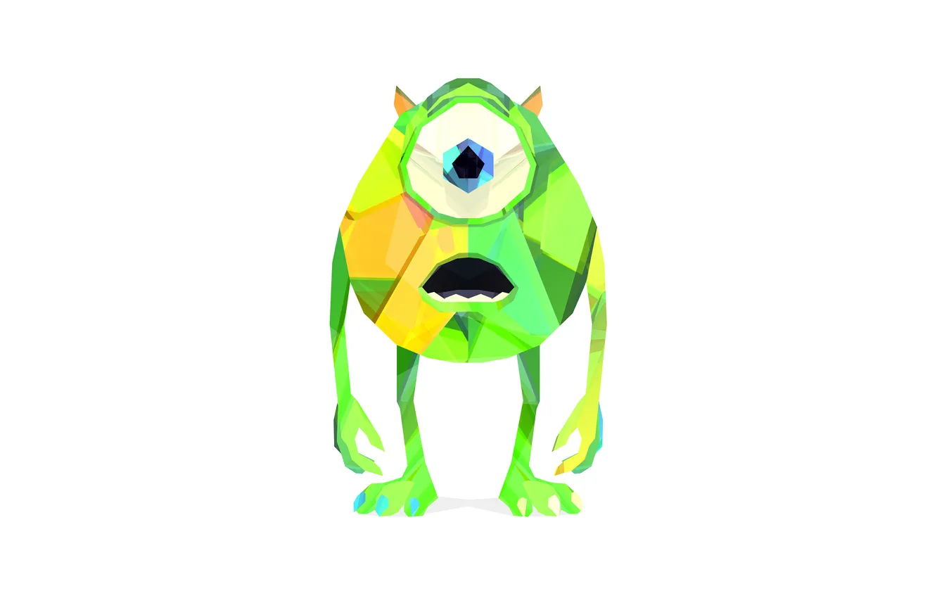 Photo wallpaper green, cartoon, minimalism, Mike, Monsters Inc.