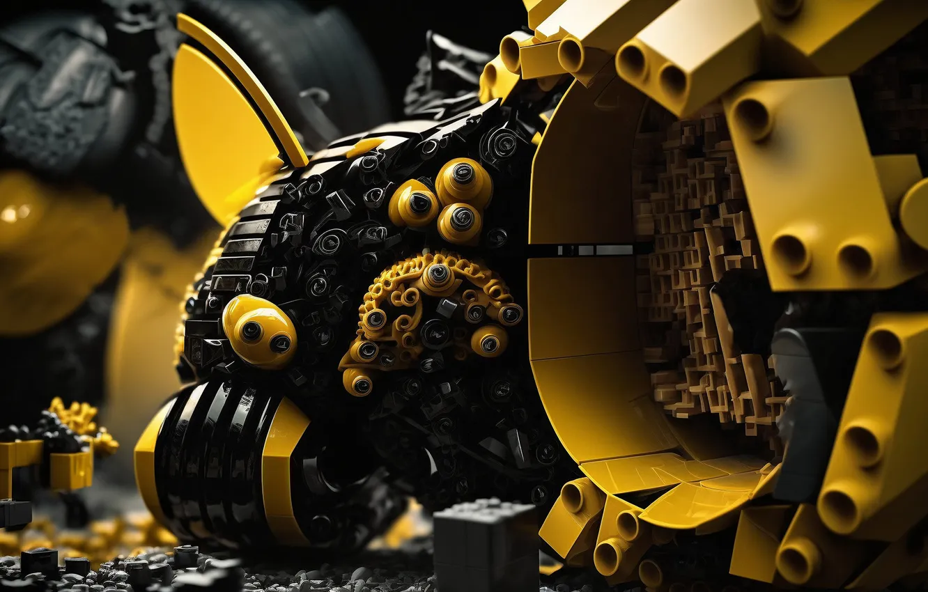 Photo wallpaper details, LEGO, yellow-black