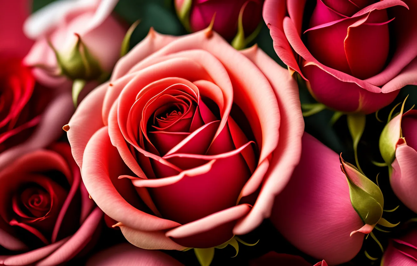 Photo wallpaper roses, buds, neural network