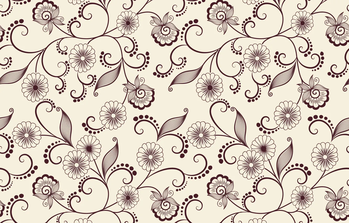 Photo wallpaper flowers, background, pattern, vector, texture, leaves