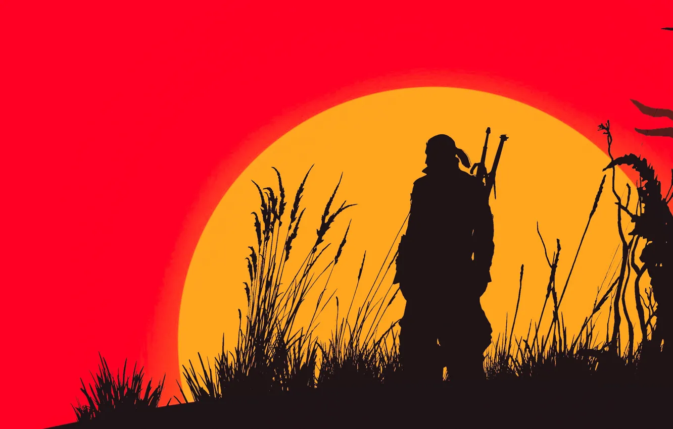 Photo wallpaper the sun, the game, The Witcher 3