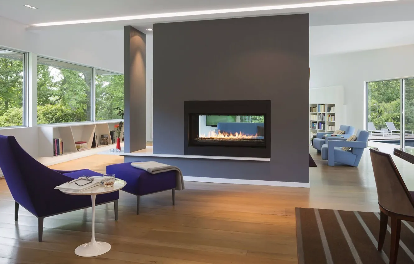 Photo wallpaper design, style, interior, fireplace, living room, dining room, the state of new York, Westchester Colonial