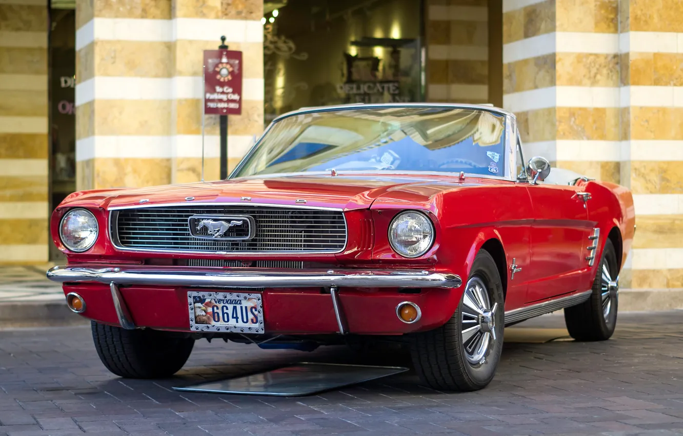 Photo wallpaper red, retro, Mustang, classic, 1966