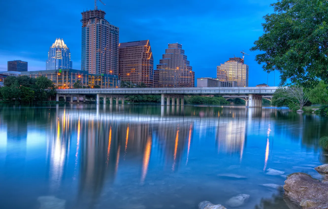 Photo wallpaper USA, Austin, twilight, Austin, Texas, Texas