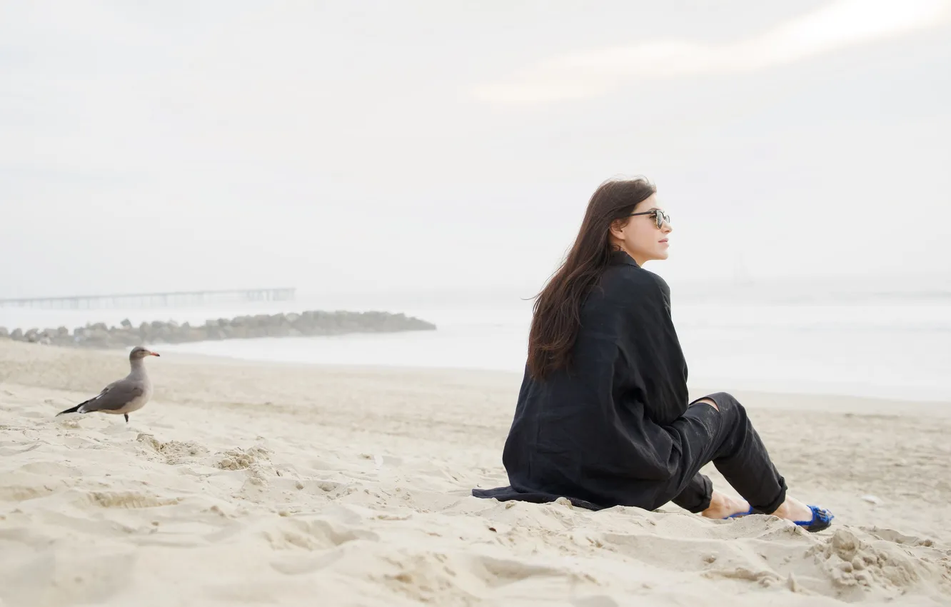 Photo wallpaper sand, beach, brunette, singer, Elena Temnikova