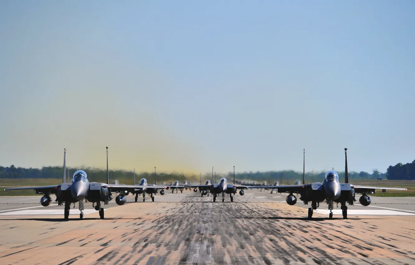 Photo wallpaper needle, fighter, day, USA, the plane, runway, a lot, BBC