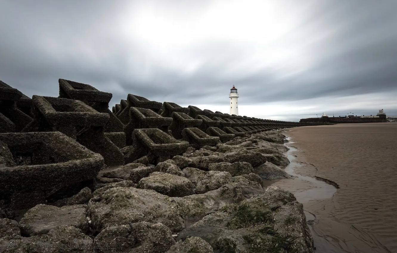 Photo wallpaper landscape, shore, lighthouse
