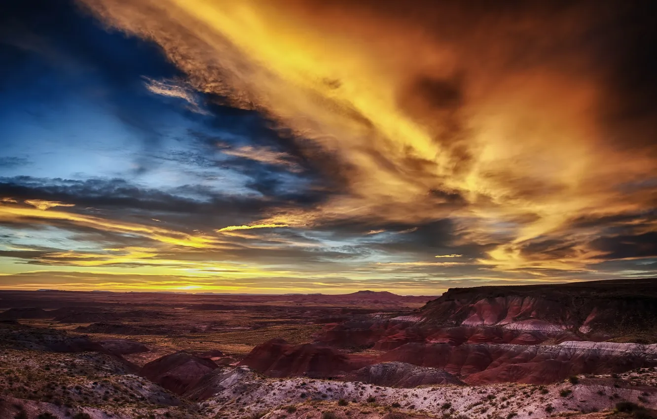 Photo wallpaper landscape, sunset, Arizona, Painted Desert