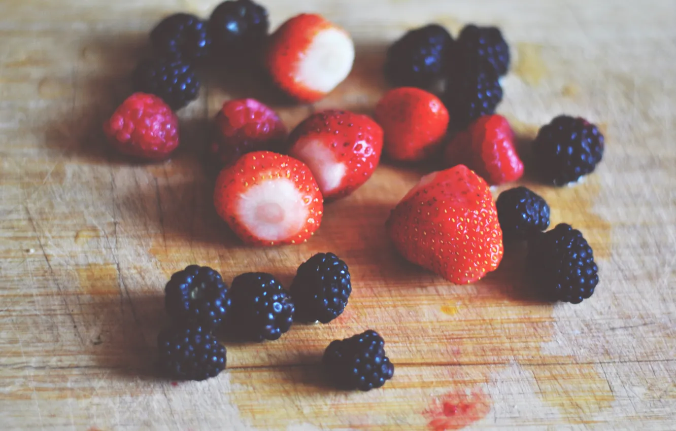 Photo wallpaper summer, berries, strawberry, BlackBerry