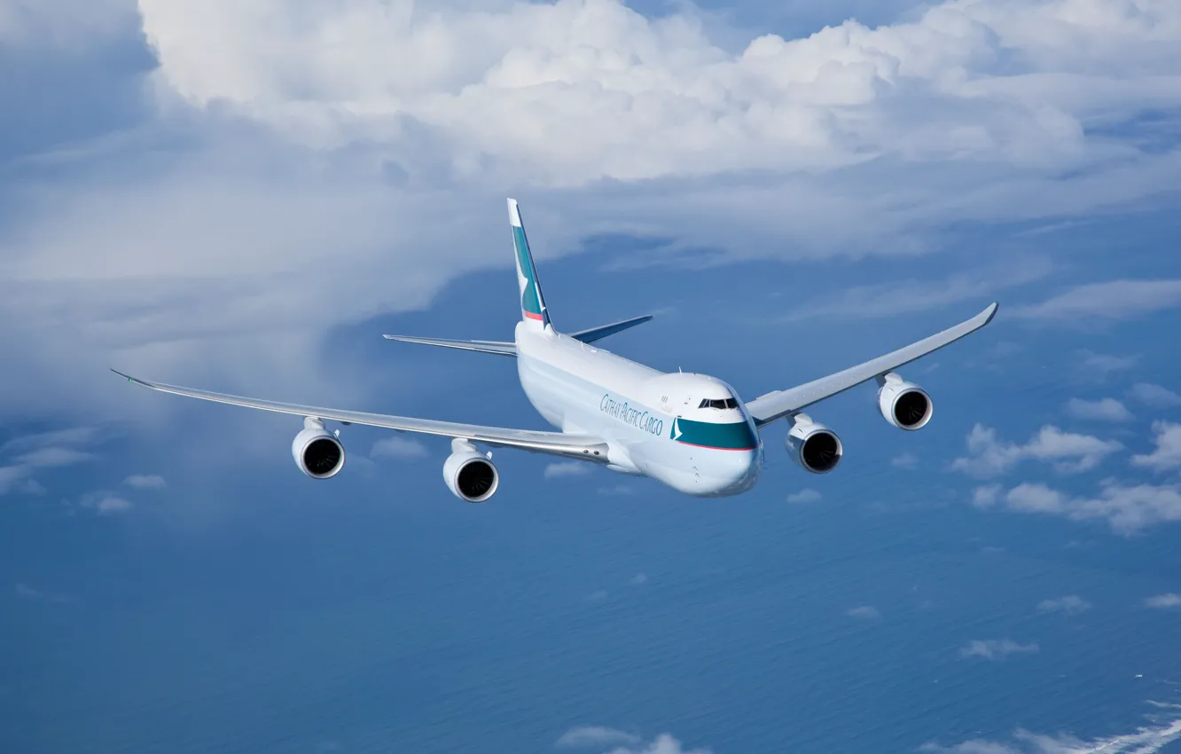 Photo wallpaper sea, the sky, clouds, flight, aviation, Cargo, In The Air, Flies