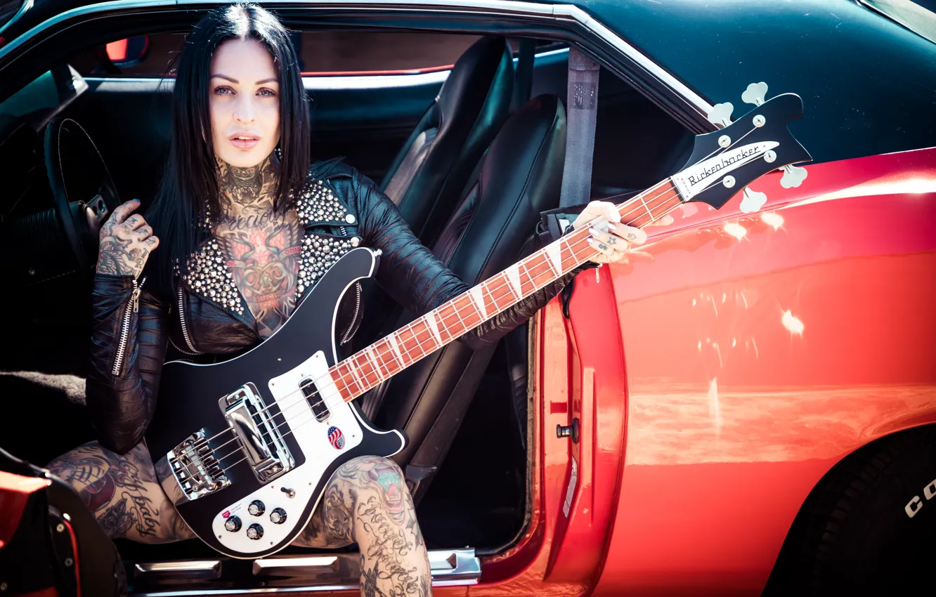 Photo wallpaper girl, music, guitar, Femke Fatale, inkedgirl