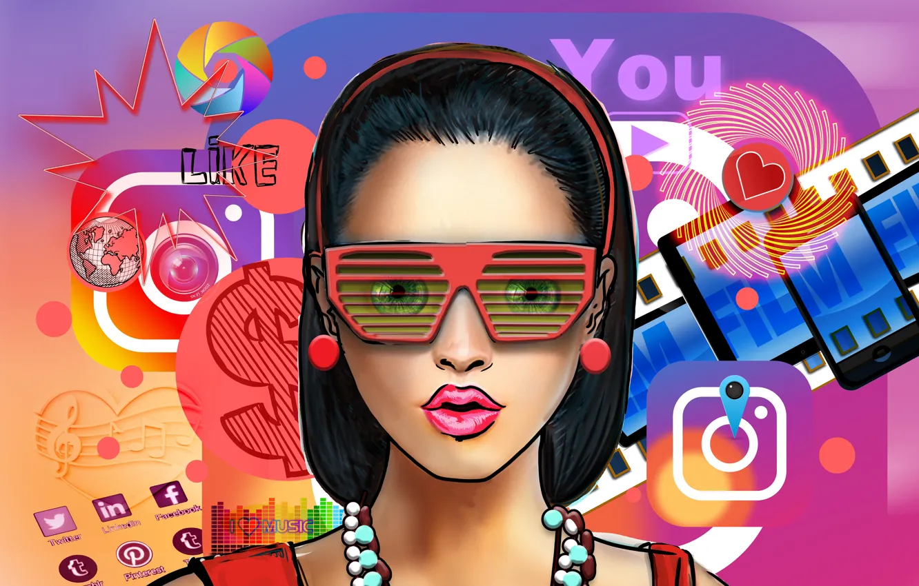 Photo wallpaper girl, Internet, activity, social network