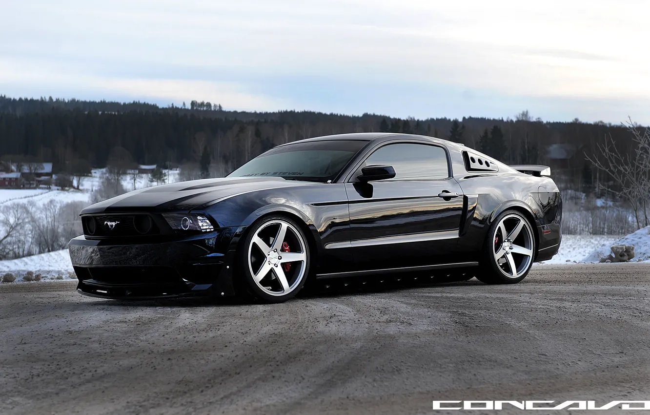 Photo wallpaper Ford Mustang, Grey, Face, Machined, concave, on CW-5 Matte