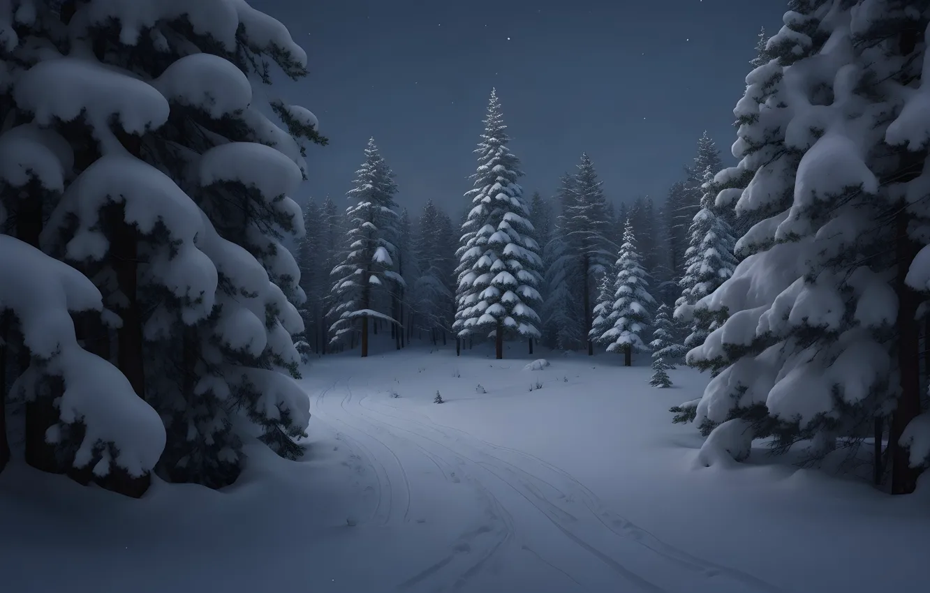 Photo wallpaper winter, frost, forest, snow, trees, nature, winter, tree