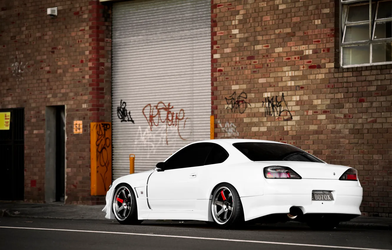 Photo wallpaper S15, Silvia, Nissan, white, rear, PEOPLE
