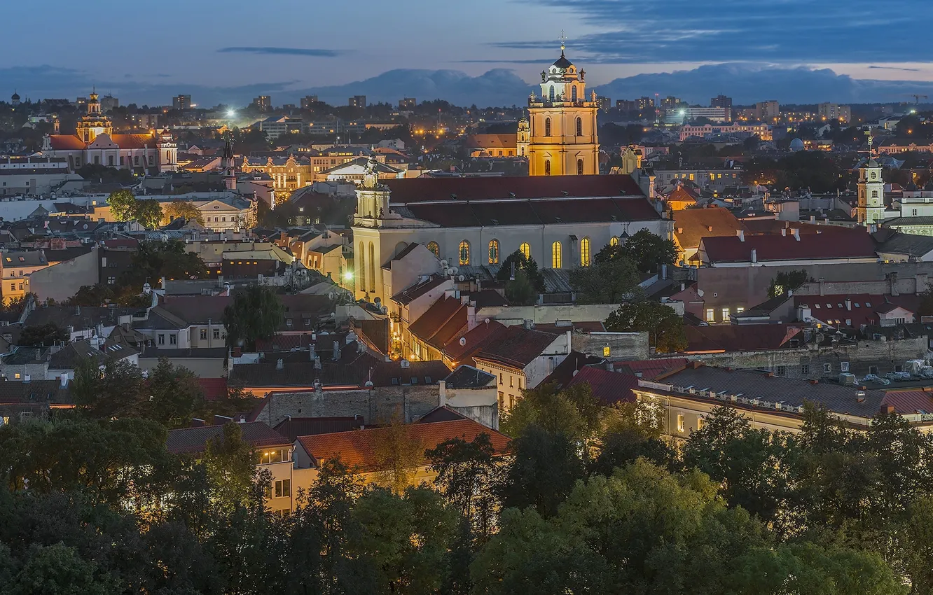 Photo wallpaper building, panorama, Lithuania, Old town, Vilnius