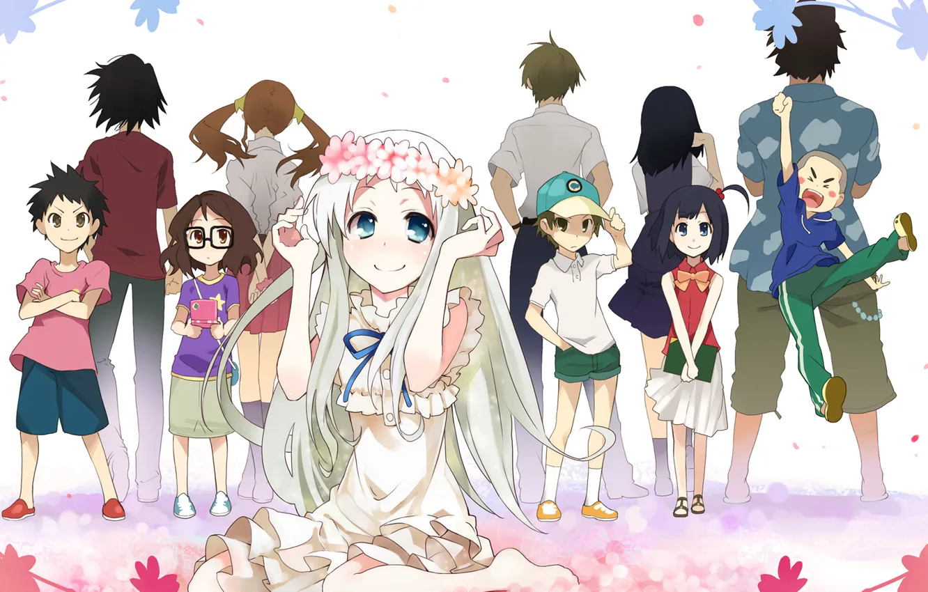 Photo wallpaper look, children, smile, shorts, anime, dress, glasses, cap